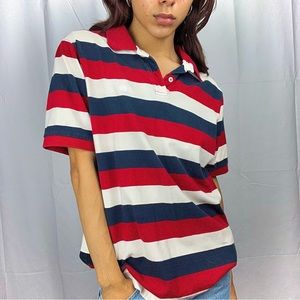 Vintage 70s style Red white and blue Polo shirt